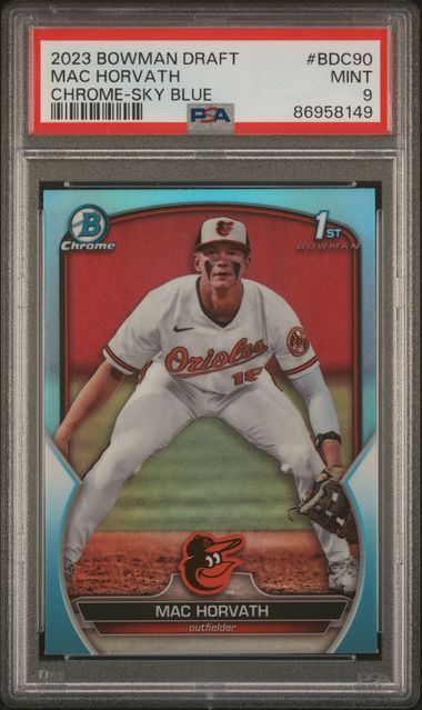 Mac Horvath 2023 Bowman Draft Chrome Sky Blue #BDC90 PSA 9