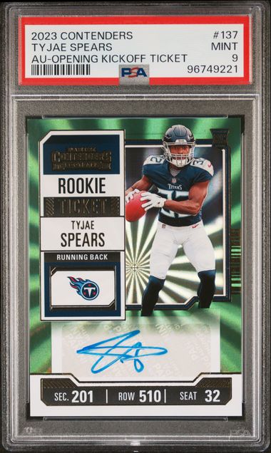 2023 Contenders Tyjae Spears Opening Kickoff Ticket #137 PSA 9