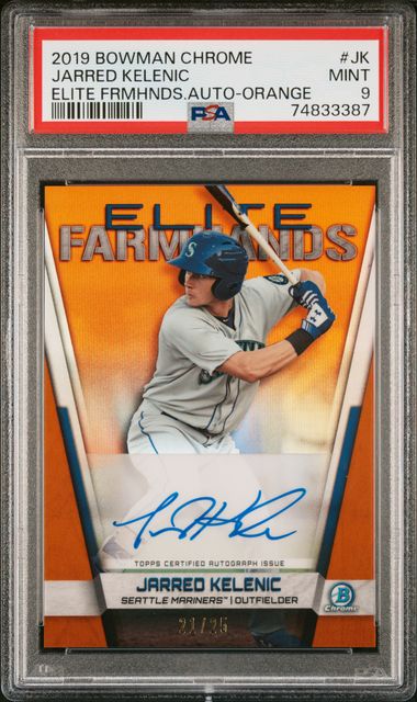 2019 Bowman Chrome Jarred Kelenic Farmhands Auto Orange #JK PSA 9