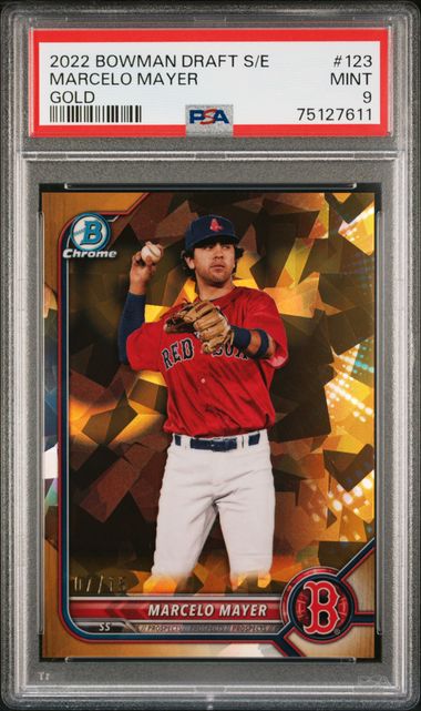 2022 Bowman Draft Sapphire Marcelo Mayer Gold /50 #123 PSA 9