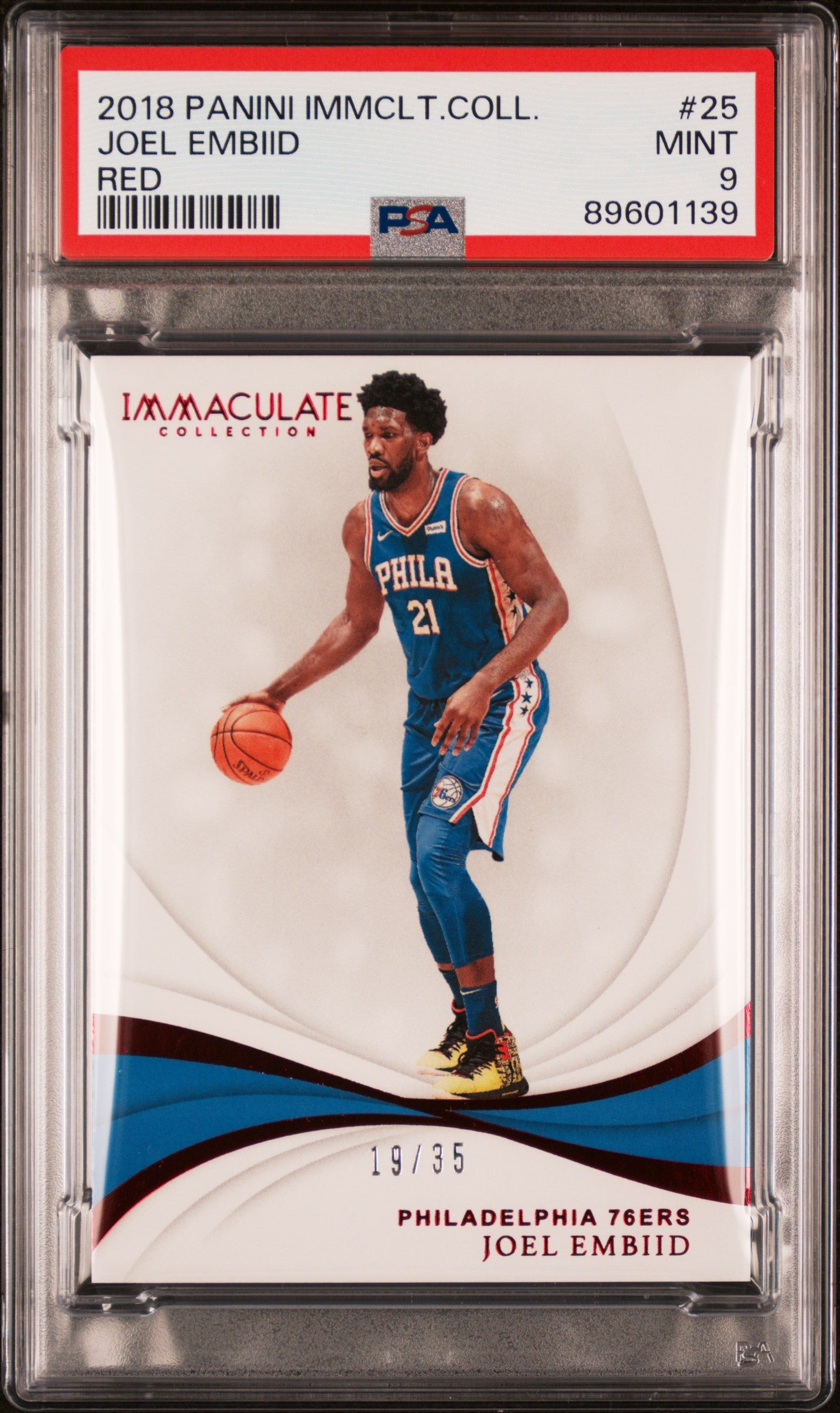 2018-19 Panini Immaculate Joel Embiid /35 Red #25 PSA 9