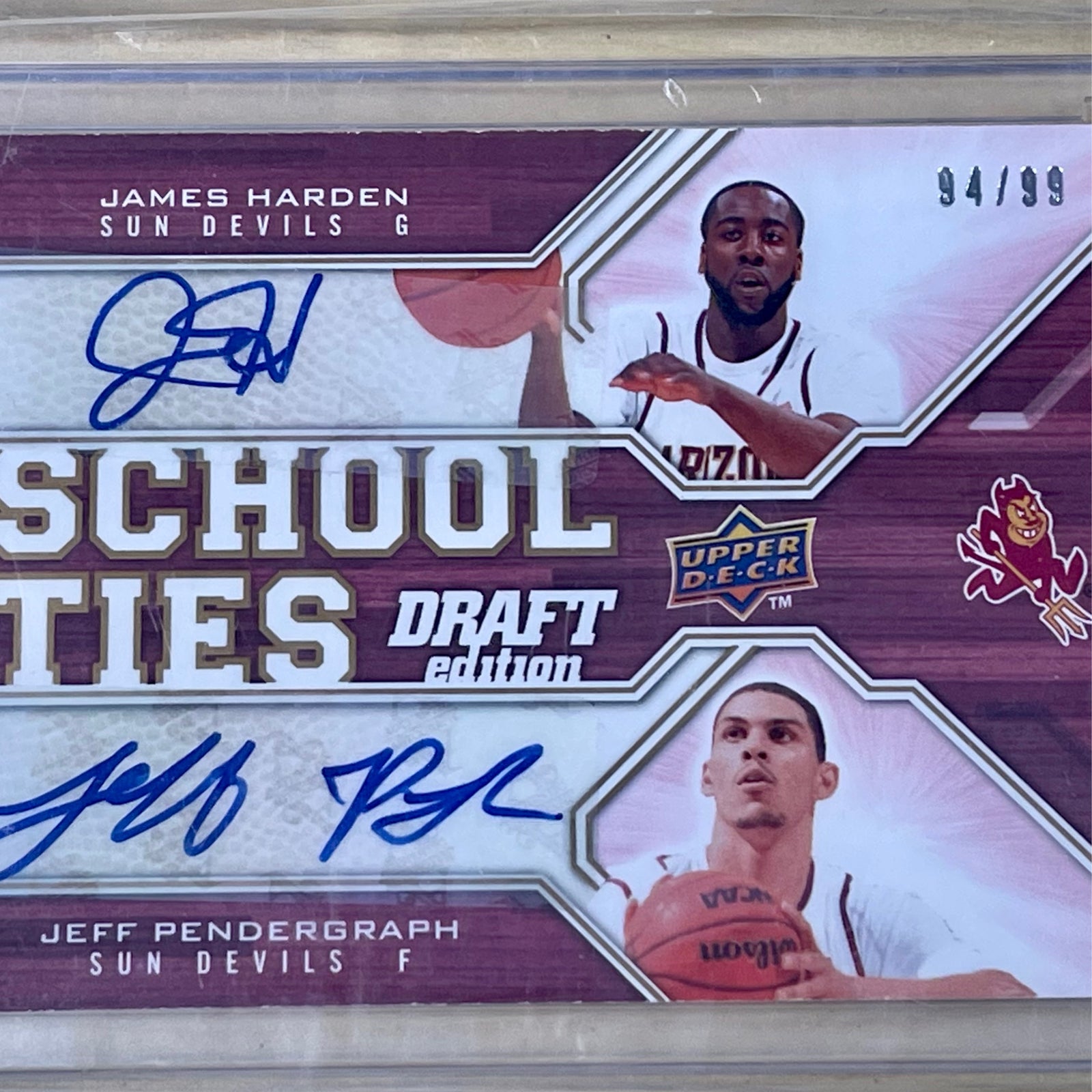RAW - James Harden	Basketball	2009-10	UD Draft Edition	ST-HP	School Ties Dual Autos	/99