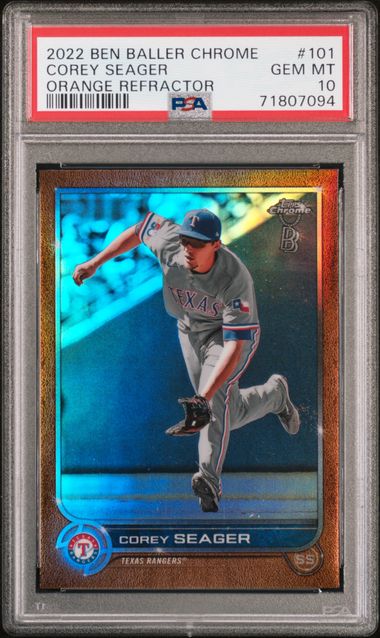 2022 Ben Baller Chrome #101 Corey Seager Orange Refractor /25 PSA 10