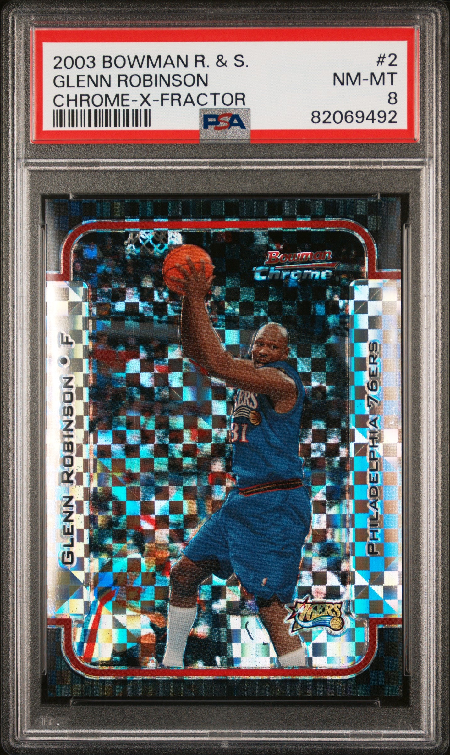 2003 Bowman  Glenn Robinson Chrome Xfractor #2 PSA 8
