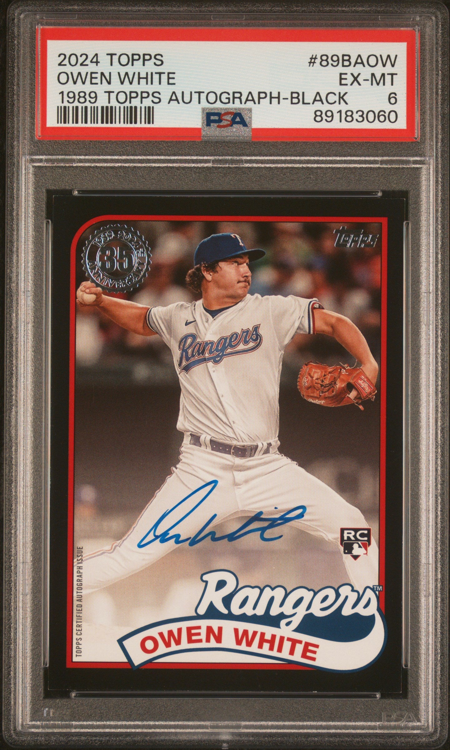 2024 Topps 1989 Baseball Autographs /199 Owen White #89BAOW PSA 6