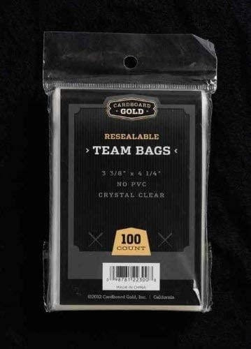 Cardboard Gold Resealable Team Bags 100 Count