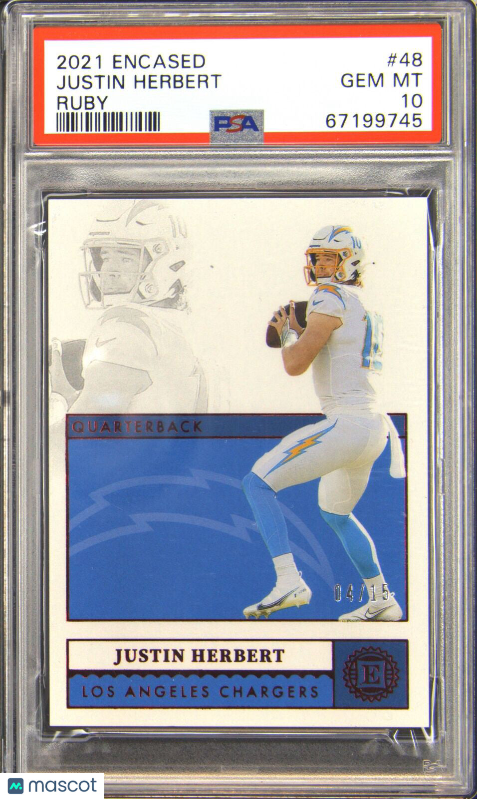 2021 Encased Justin Herbert #48 Ruby PSA 10