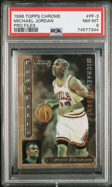 1996 Topps Chrome Michael Jordan Pro Files PF-3 PSA 8