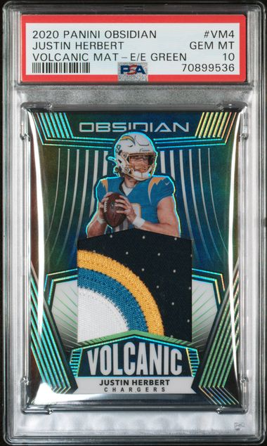 2020 Panini Obsidian Volcanic Material Justin Herbert #VM4 PSA 10
