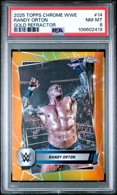 2025 Topps Chrome WWE Randy Orton Gold Refractor #14 PSA 8