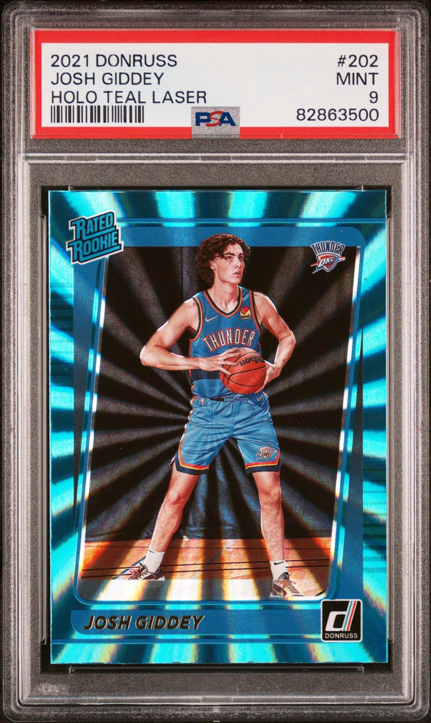 2021 Donruss Holo Teal Laser Josh Giddey #202 PSA 9