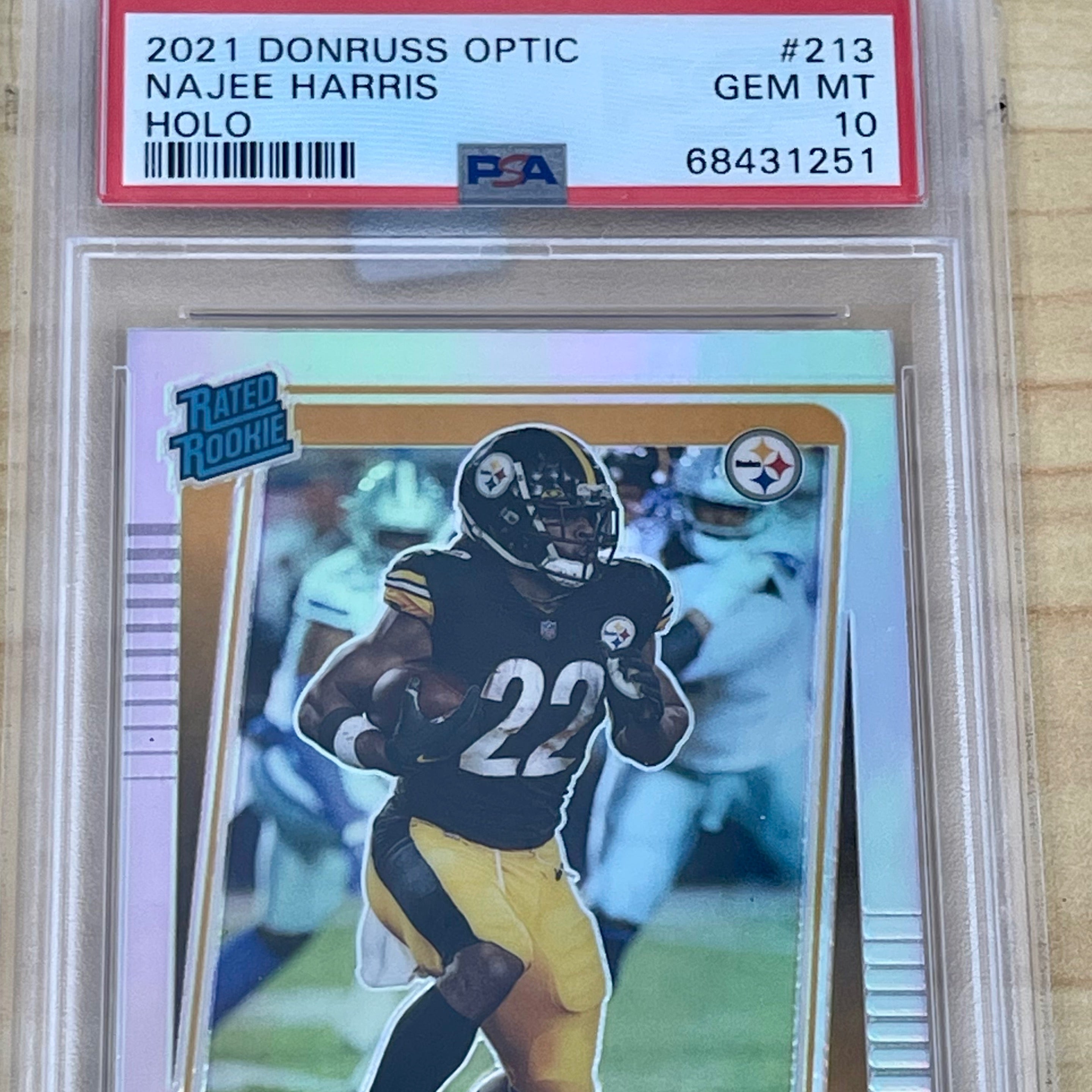 Najee Harris Football 2021 Donruss Optic Rated Rookie #213 Holo Silver Prizm PSA 10