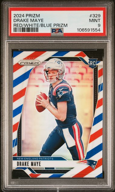 2024 Panini Drake Maye Red White Blue Prizm #329 PSA 9