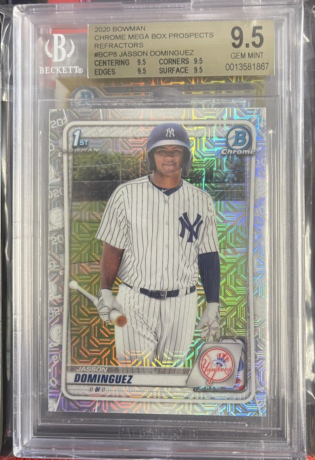 2020 Bowman Chrome #BCP8 JASSON DOMINGUEZ Prospect MEGA BOX Refractor BGS 9.5