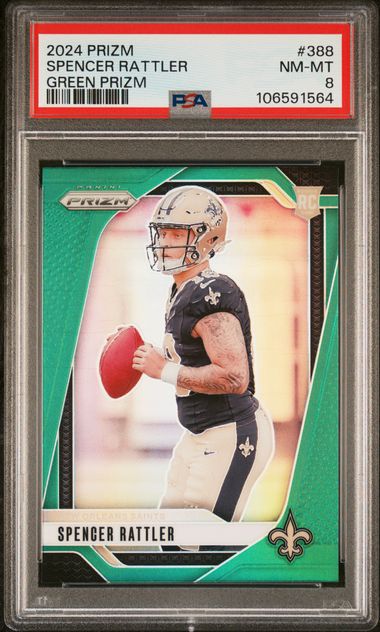 2024 Prizm Spencer Rattler Green Prizm #388 PSA 8