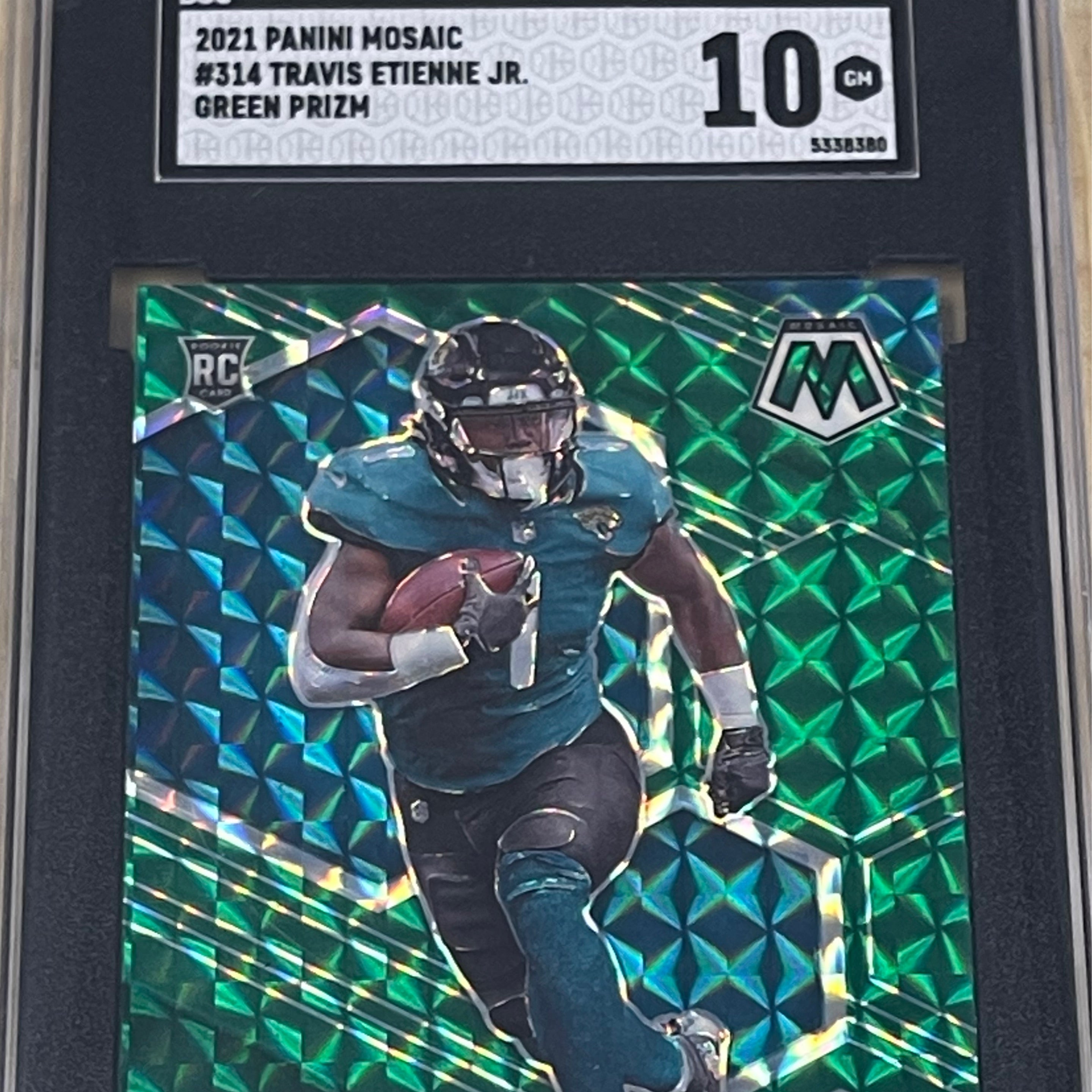 2021 Panini Mosaic Travis Etienne Green Prizm SGC 10