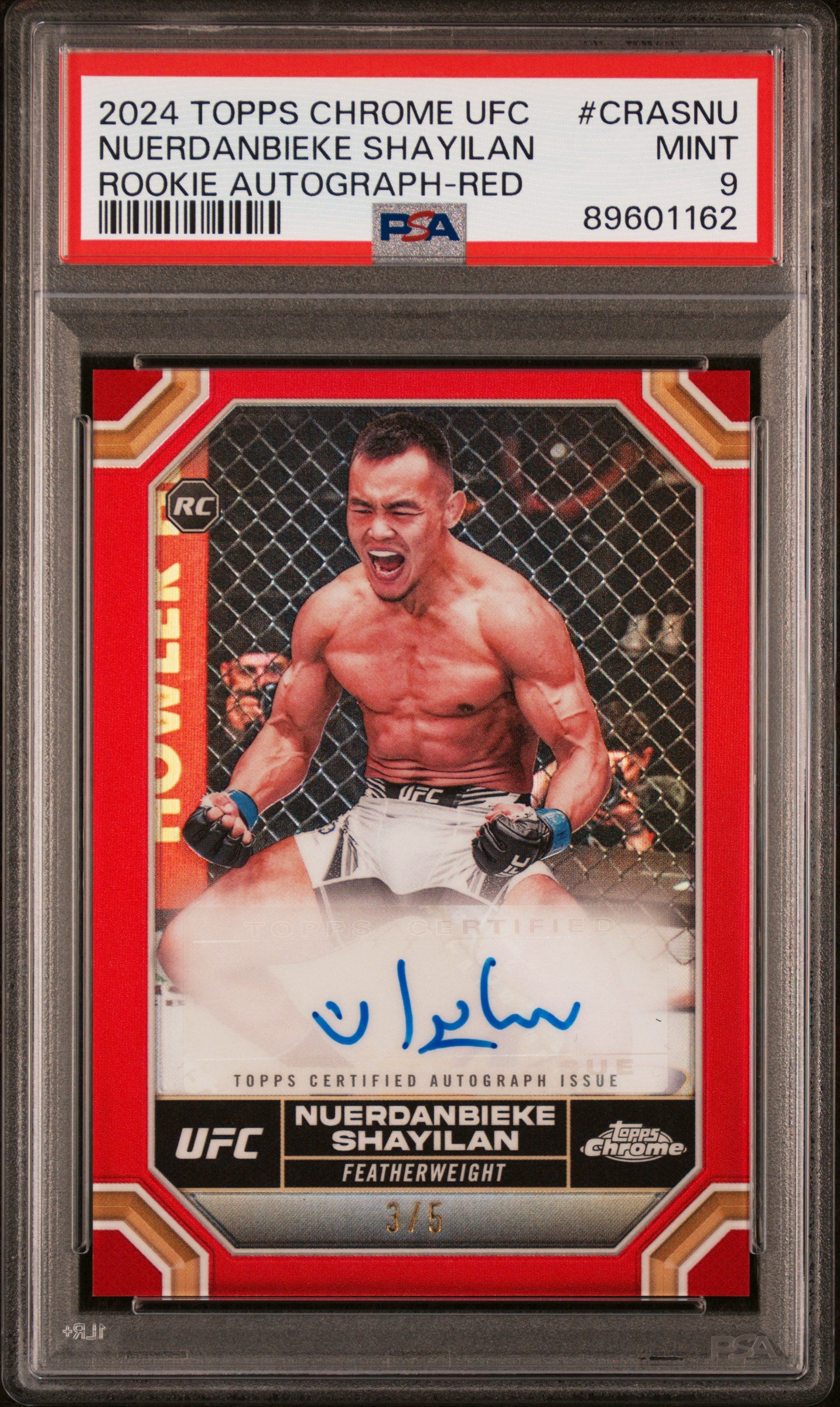 2024 Topps Chrome UFC Nuerdanbieke Shayilan Auto /5 Red  #CRASNU PSA 9