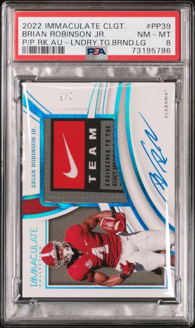 2022 Immaculate Brian Robinson Nike Patch Auto /5 PSA 8