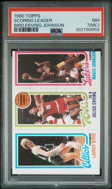 1980 Topps Bird Erving Johnson Scoring Leader PSA 7 (MC)