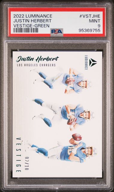 2022 Panini Luminance Vestige Green Justin Herbert #VSTJHE PSA 9 /10