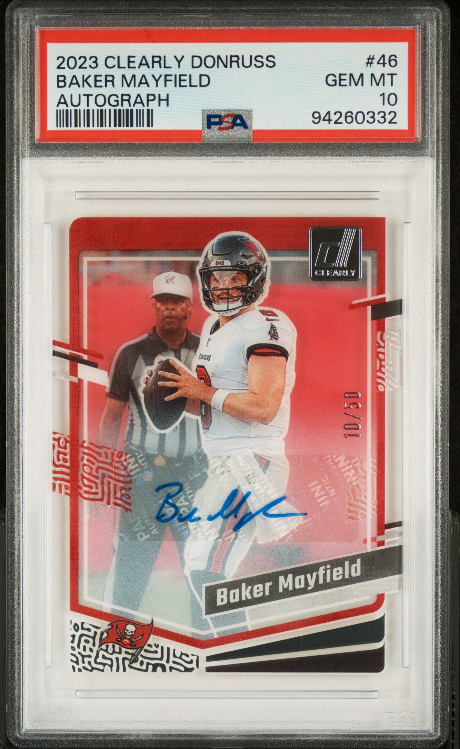 2023 Clearly Baker Mayfield Donruss 46 Autograph PSA 10