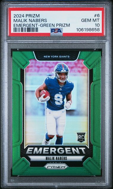 2024 Panini Malik Nabers Emergent Green Prizm #6 PSA 10 (C)