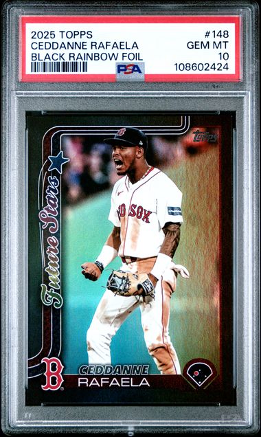 2025 Topps Series 1 Ceddanne Rafaela Black Rainbow Foil PSA 10