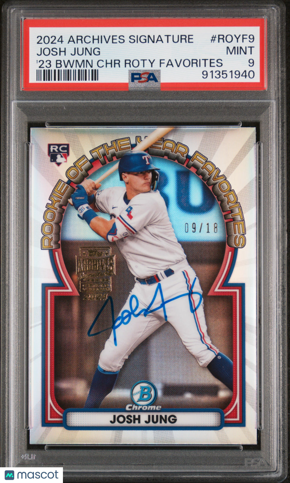 2024 Topps Archives Signature Series Josh Jung #ROYF9 PSA 9