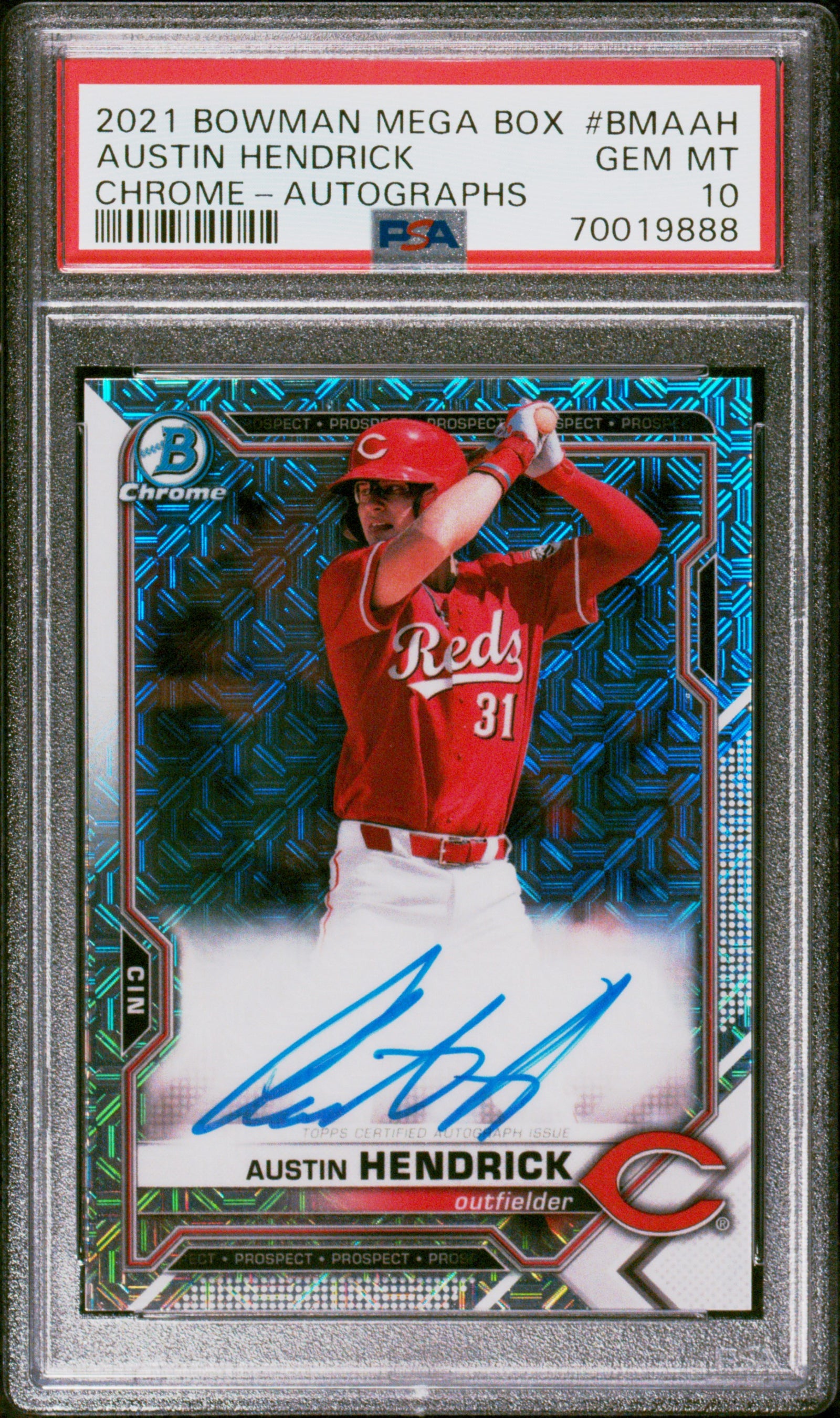 Austin Hendrick 2021 Bowman Mega Box Chrome Autographs #BMAAH PSA 10