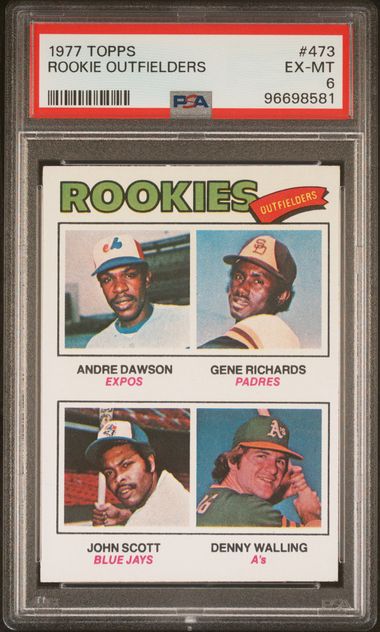 1977 Topps Rookie Outfielders - Andre Dawson/Gene Richards/John Scott/Denny Walling #473 PSA 6
