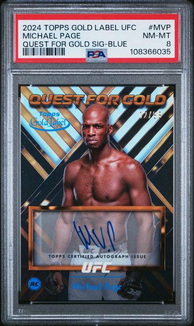 2024 Topps Gold Label UFC Michael Page Quest Gold Signature Blue PSA 8