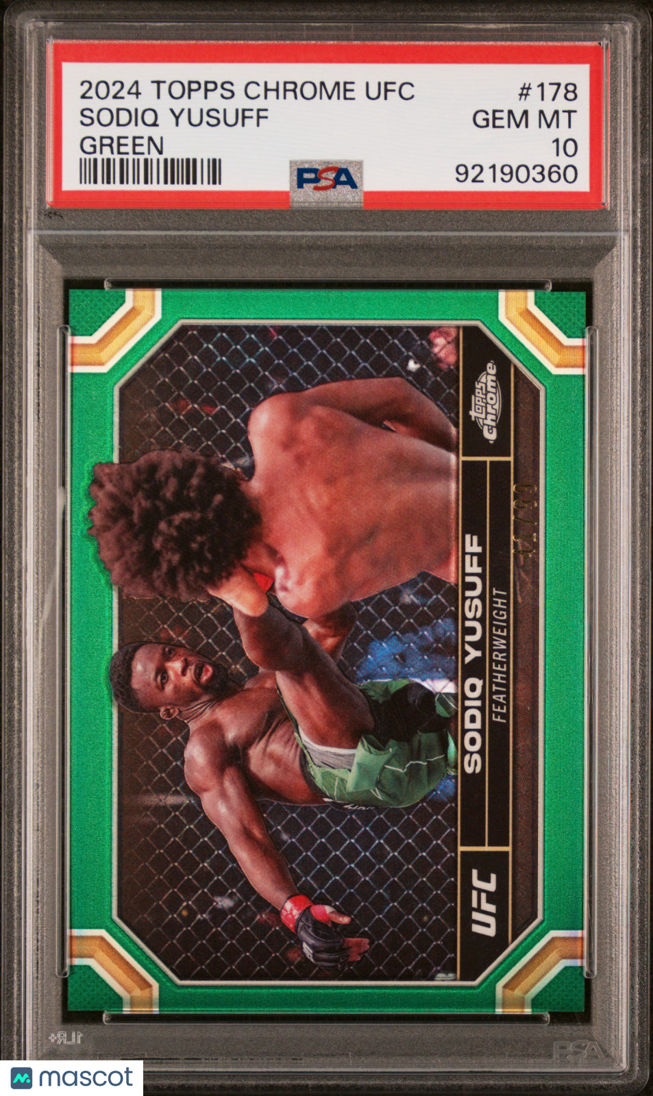 Sodiq Yusuff #178 Green 2024 Topps Chrome UFC PSA 10