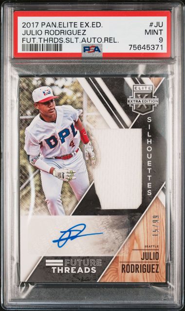 2017  Panini Elite Julio Rodriguez /49 Auto Relic PSA 9