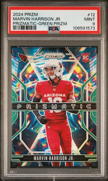 2024 Prizm Marvin Harrison Jr. Prizmatic Green #12 PSA 9