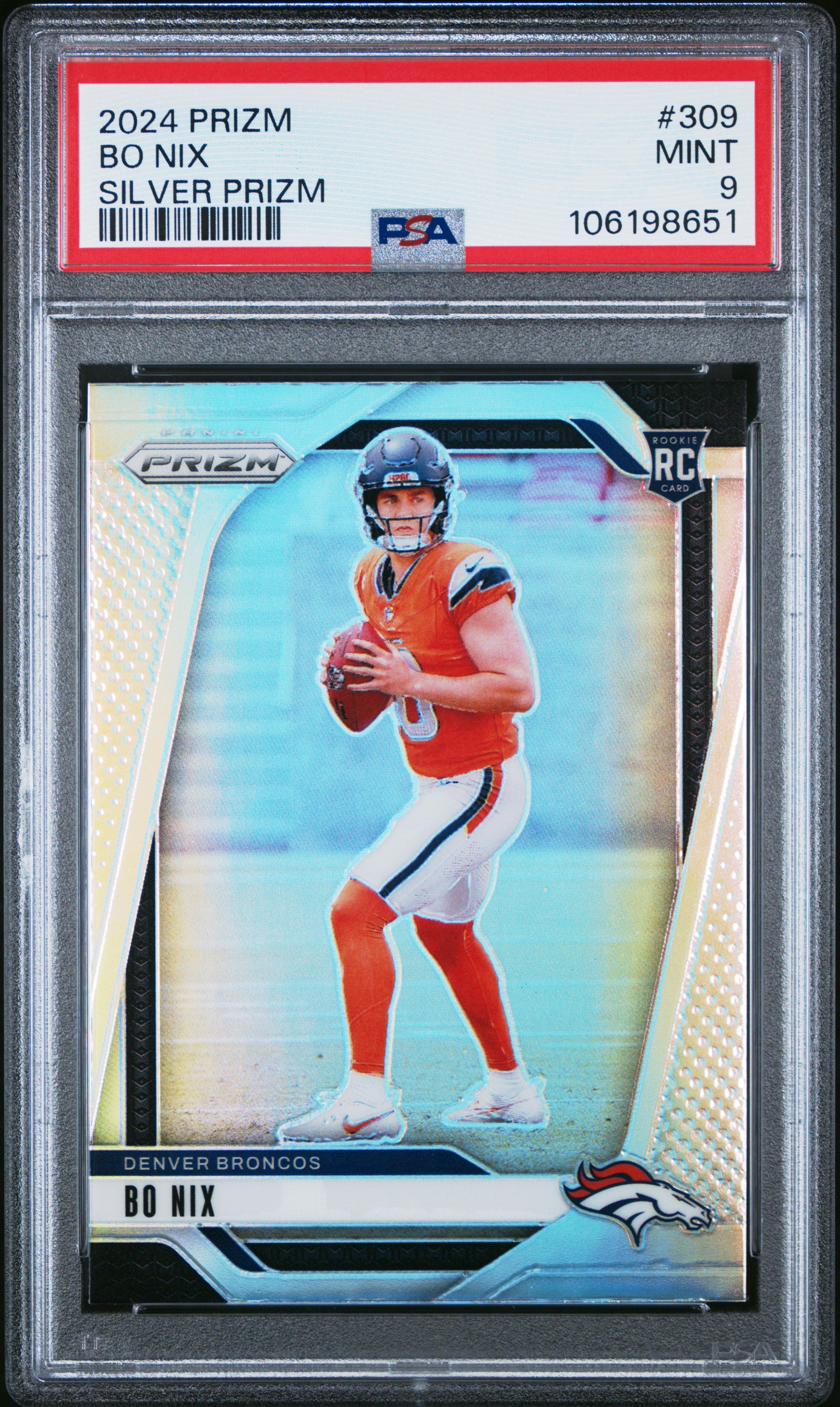 2024 Panini Bo Nix Silver Prizm #309 PSA 9