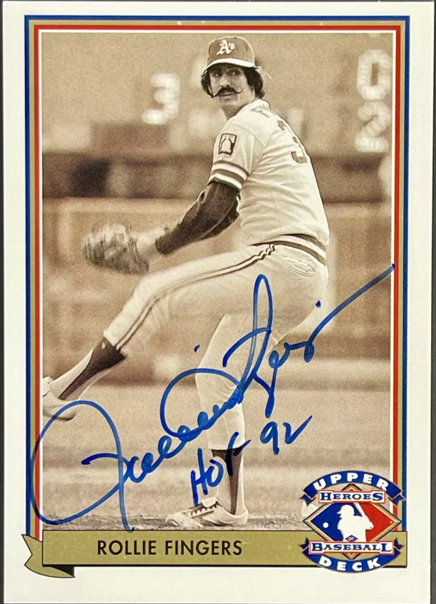 1992 Rollie Fingers UD Heroes Of Baseball Card Autograph HOF 92