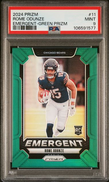 2024 Prizm Rome Odunze Emergent Green Prizm #11 PSA 9