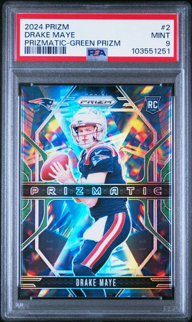 2024 Prizm Drake Maye Prizmatic #2 Green Prizm PSA 9