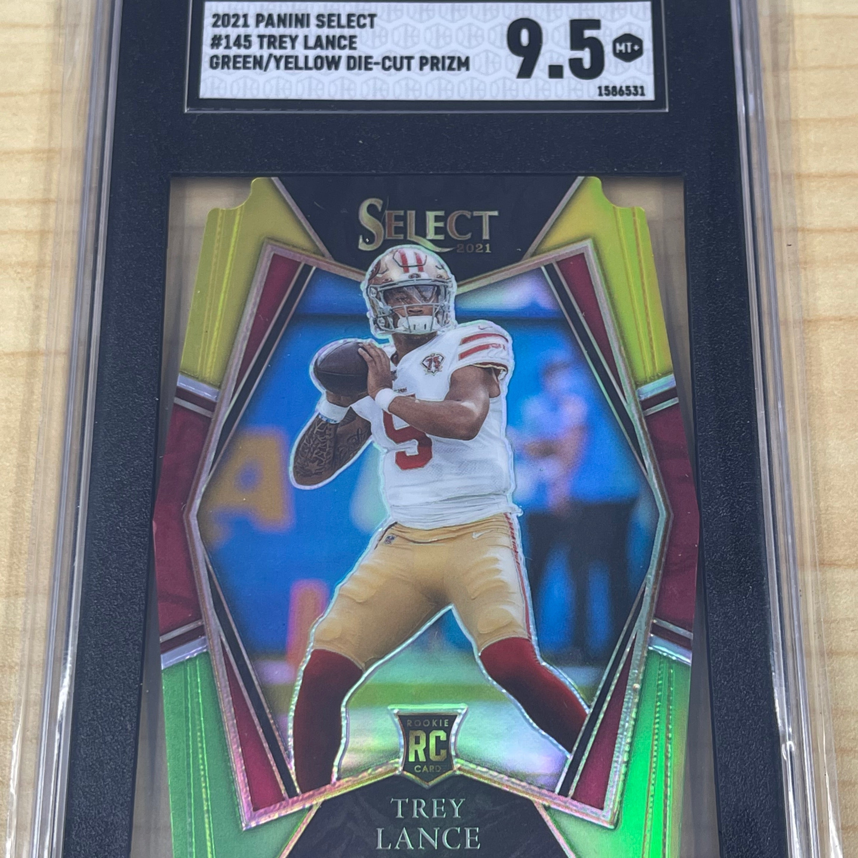 2021 Panini Select Trey Lance #145 Green Yellow Die Cut Prizm SGC 9.5