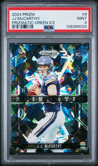 2024 Panini Prizm JJ McCarthy Prizmatic Green Ice PSA 9