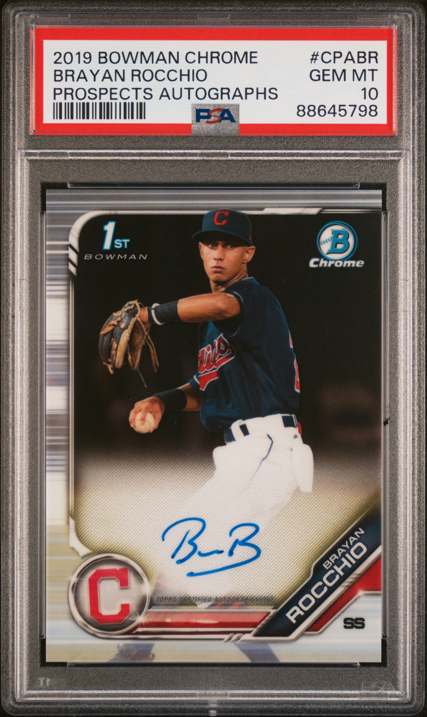 2019 Bowman Chrome Brayan Rocchio Prospects Autographs PSA 10