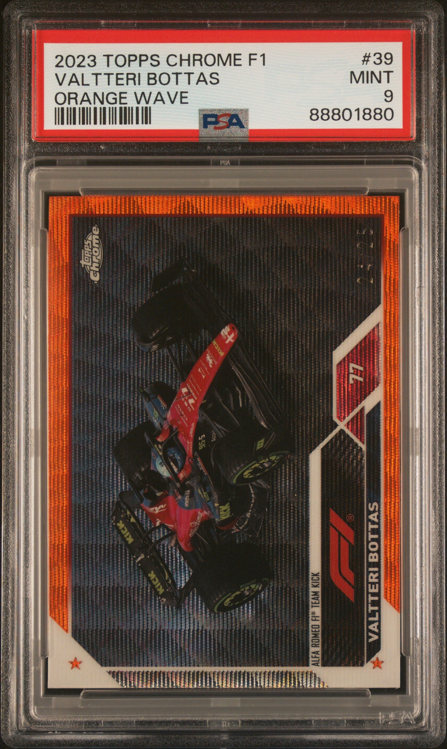 2023 Topps Chrome Formula 1 Valtteri Bottas Orange Wave #39 PSA 9