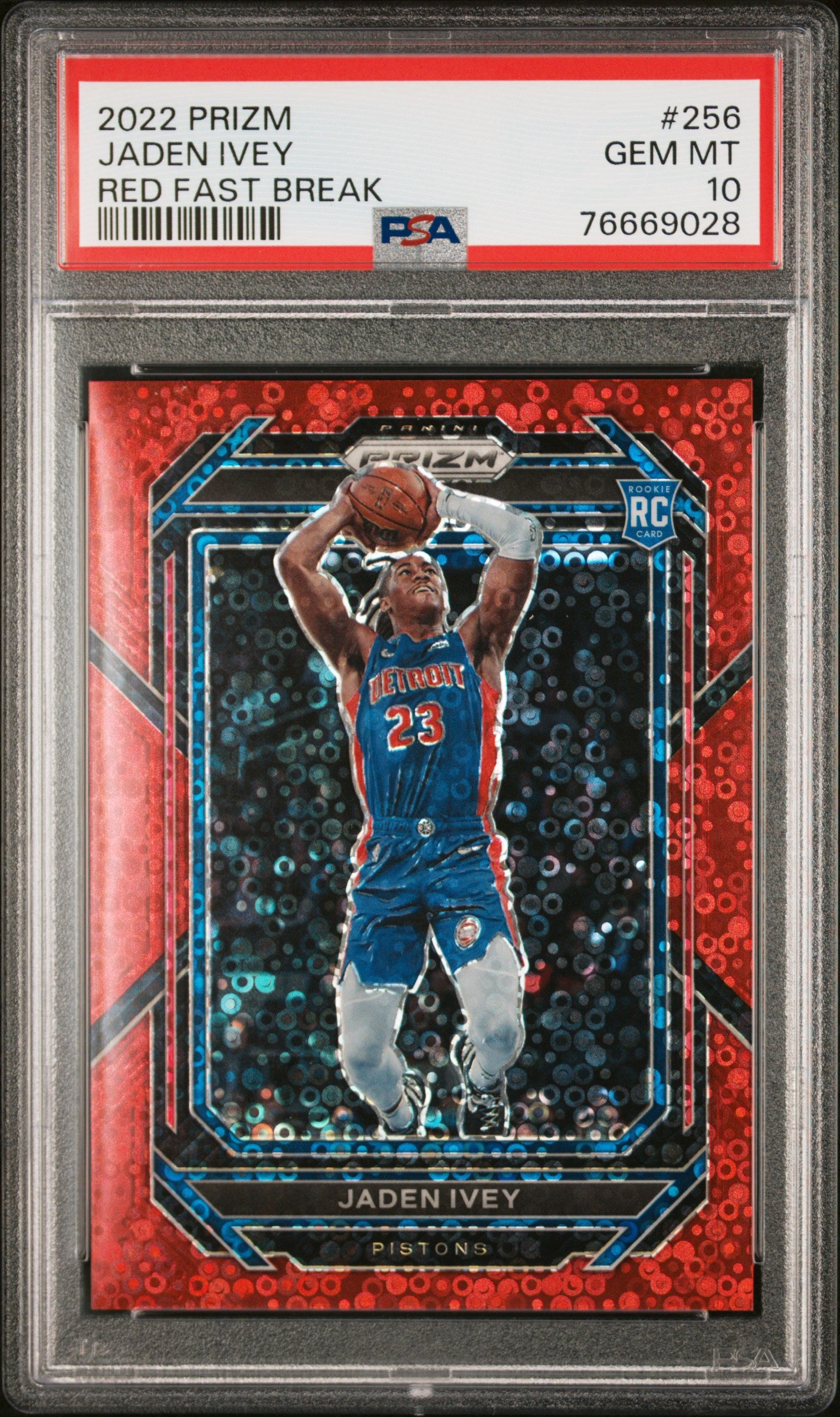 2022 Panini Prizm Red Fast Break Jaden Ivey #256 PSA 10