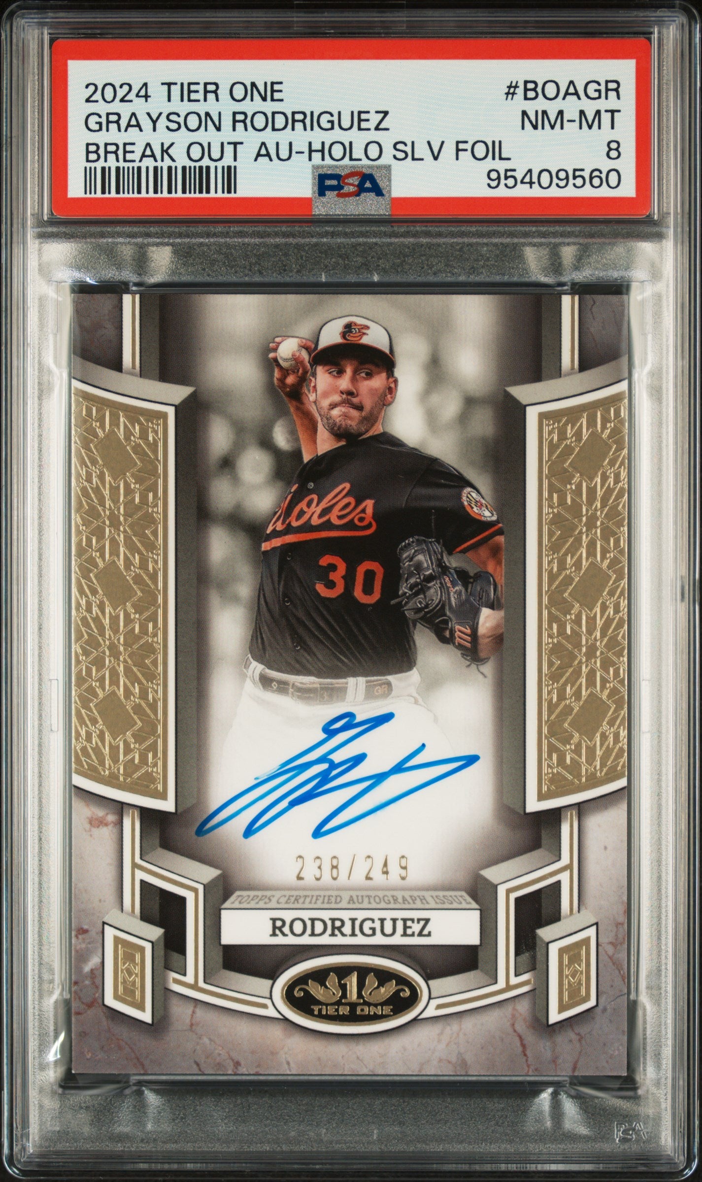 2024 Tier One Grayson Rodriguez Holo Silver Foil PSA 8 /249