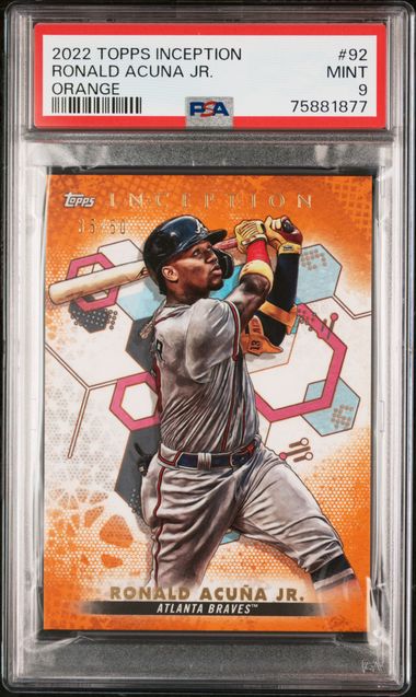 2022 Topps Inception Ronald Acuna Orange /50 #92 PSA 9