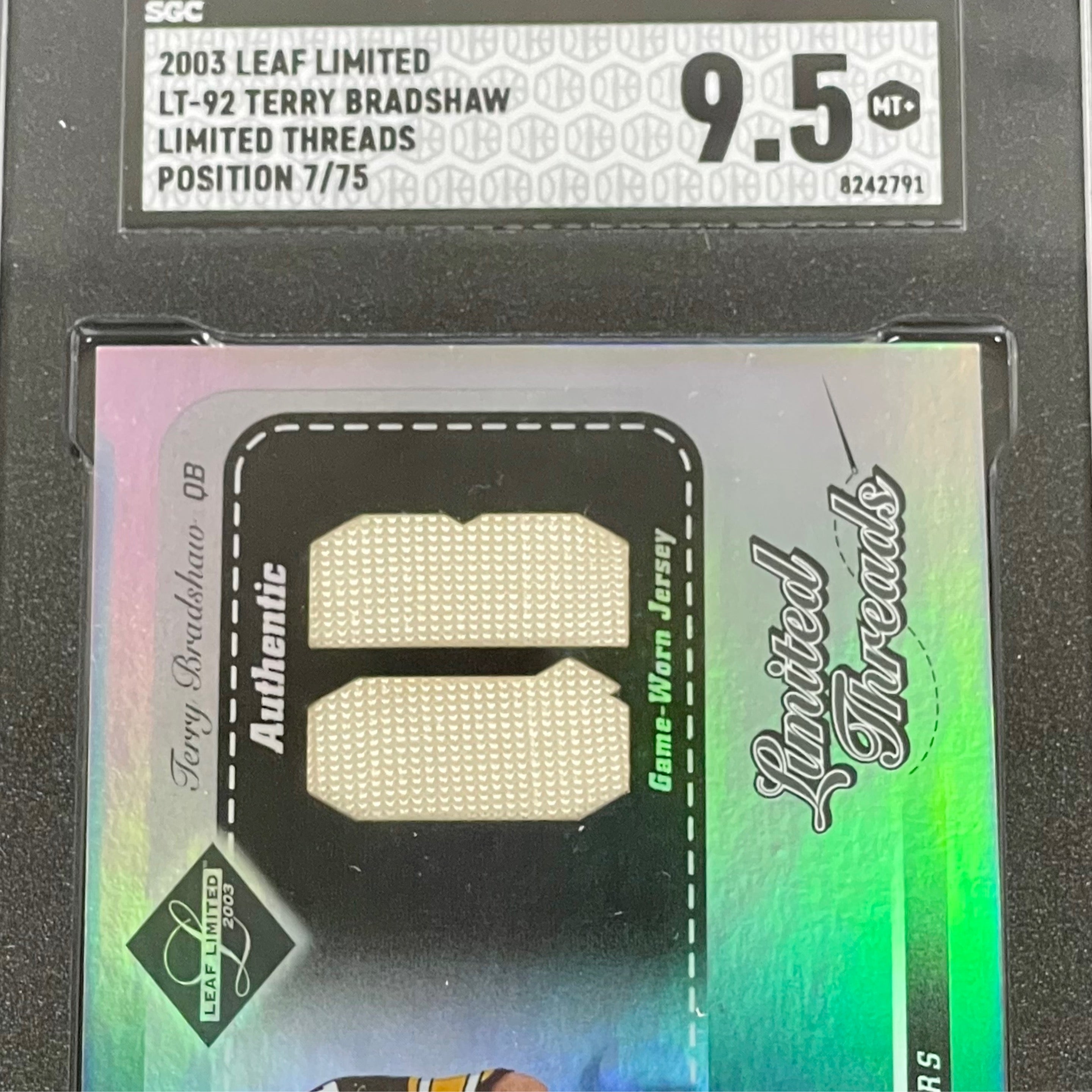 Terry Bradshaw Leaf Limited Patch SGC 9.5  /75
