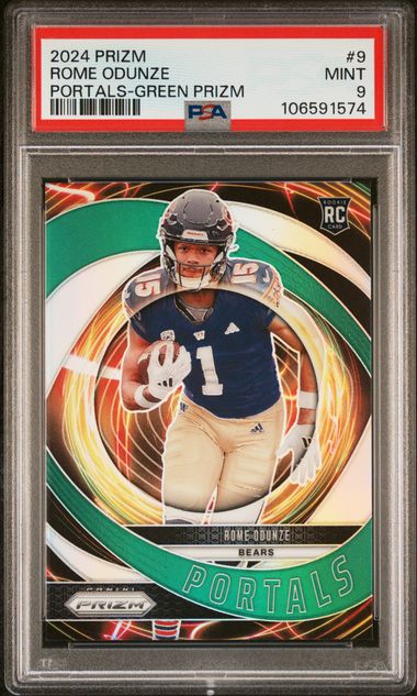 2024 Prizm Rome Odunze Portals Green Prizm #9 PSA 9