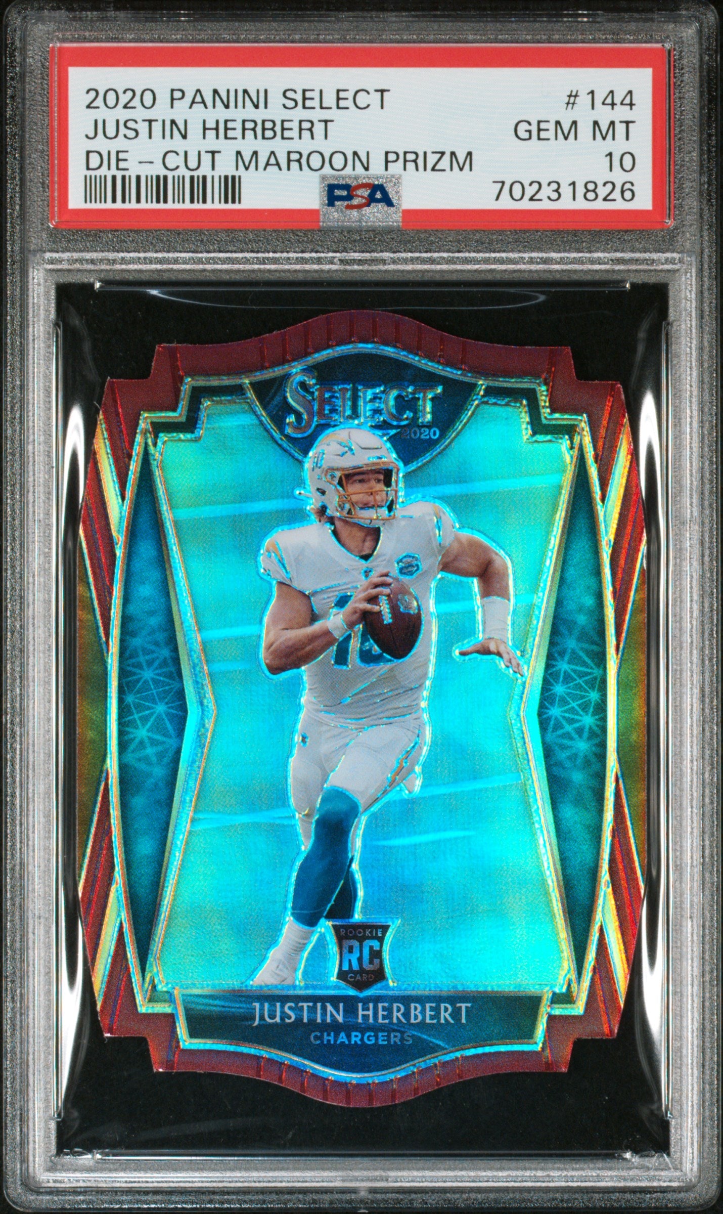 2020 Select Justin Herbert Maroon Die-Cut #144 PSA 10
