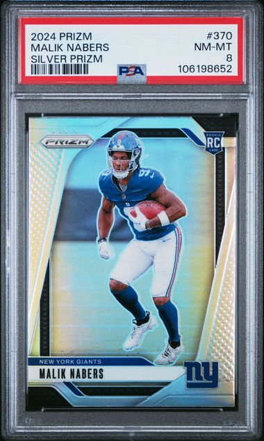 2024 Panini Malik Nabers Silver Prizm #370 PSA 8