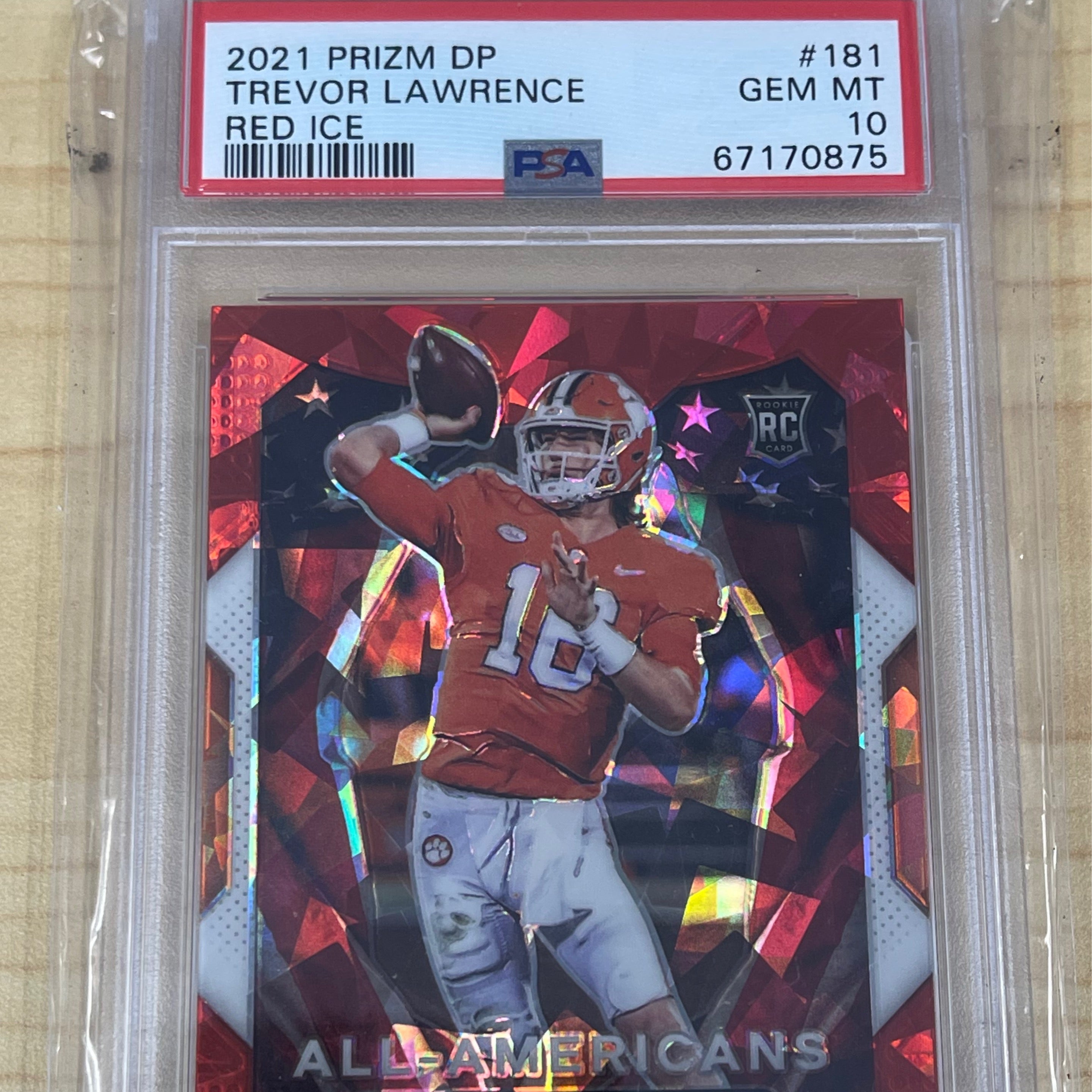 2021 Panini Prizm Trevor Lawrence Draft Picks #181 Red Ice All Americans PSA 10